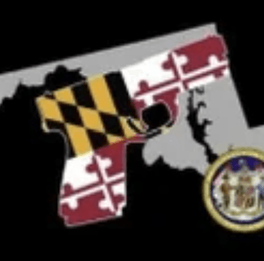 Maryland flag-themed handgun graphic for Maryland Wear and Carry Permit Training